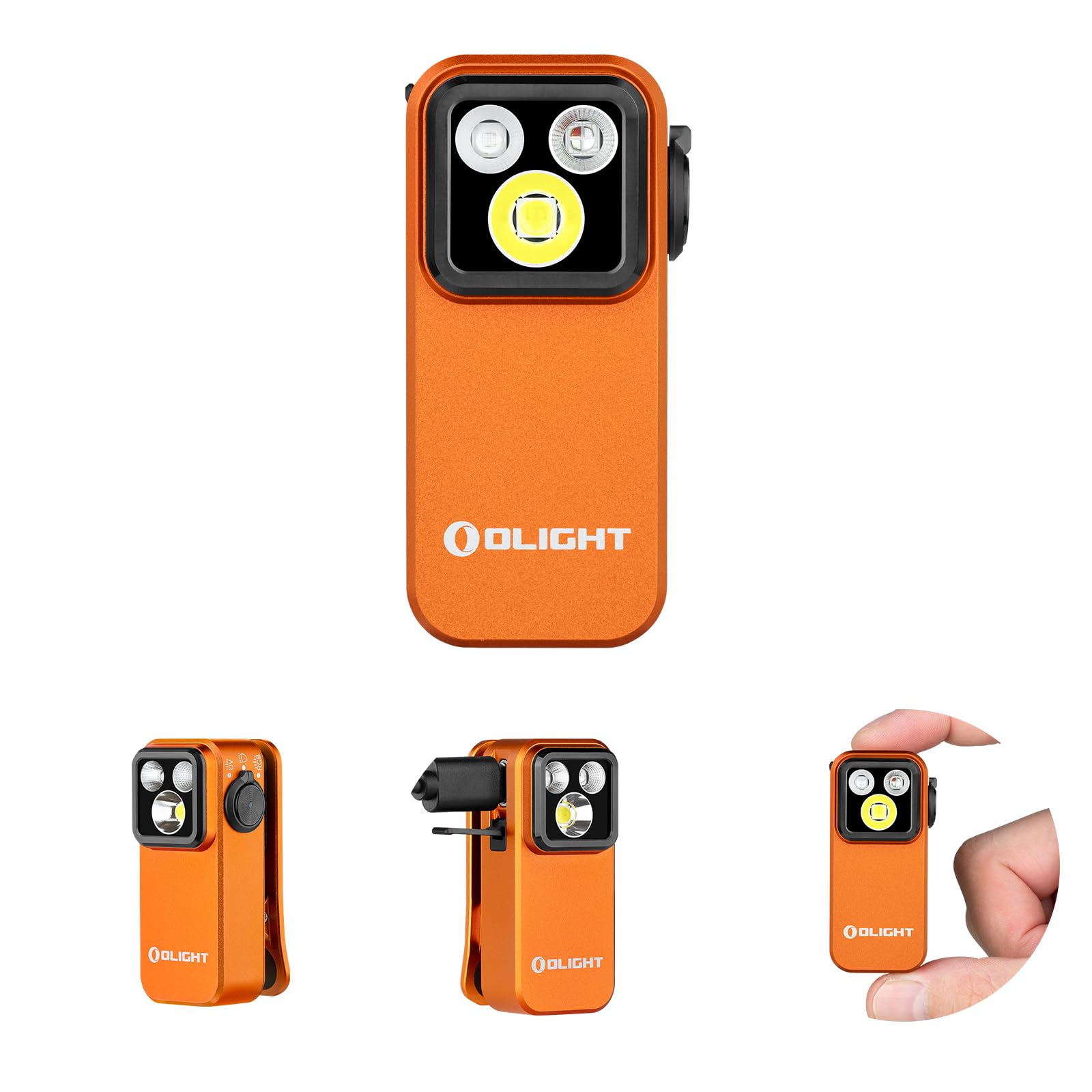 OLIGHT Oclip Pro S 600 Lumens 5 Light Sources Clip on Torch, Rechargeable UV Light with Magnetic Base, Mini LED RGB Flashlight for Indoor Use, Hiking, Cycling, Running, and Safety Warning (Orange)-image-34