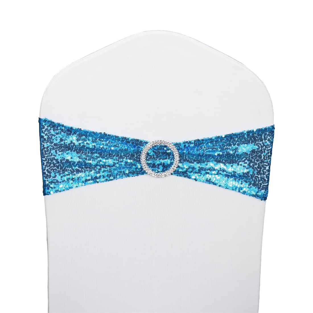Sequin Chair Sashes Spandex, Pack of 20 Sequin Stretch with Buckle Chair Bands for Wedding Banquet Birthday Graduation Party Anniversary Prom