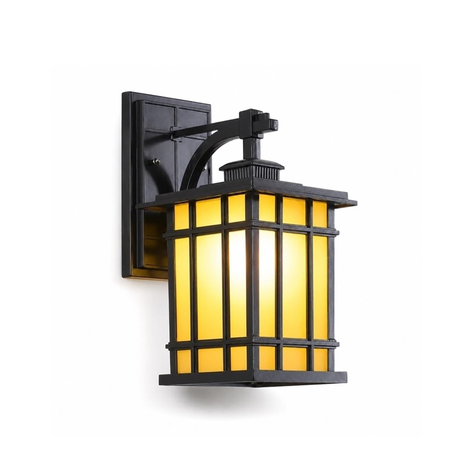 OZBMA American Retro Style Outdoor Wall Light, Black LED Lantern, Waterproof Aluminum Exterior Sconce with Glass Shade, Hardwired Porch Lighting Fixtures for Foyer Patio Garden Threshold