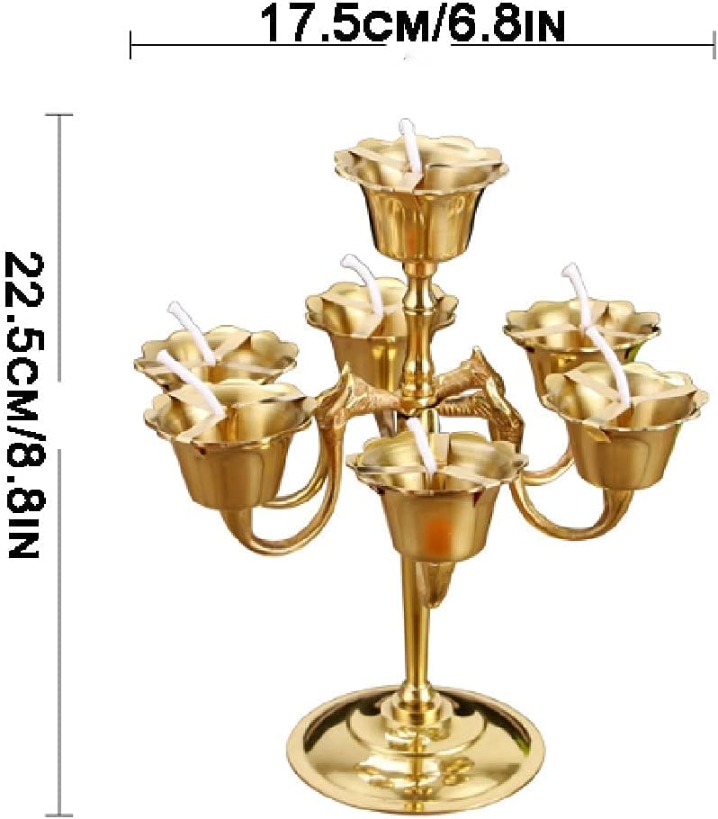 Kerosene Oil Lantern Kerosene Lamp 7 Arms Metal Candelabra Oil Lamp,Retro Candlestick Holder for Candlelight Dinner and Table Decoration Vintage Hurricane Lantern (Gold )