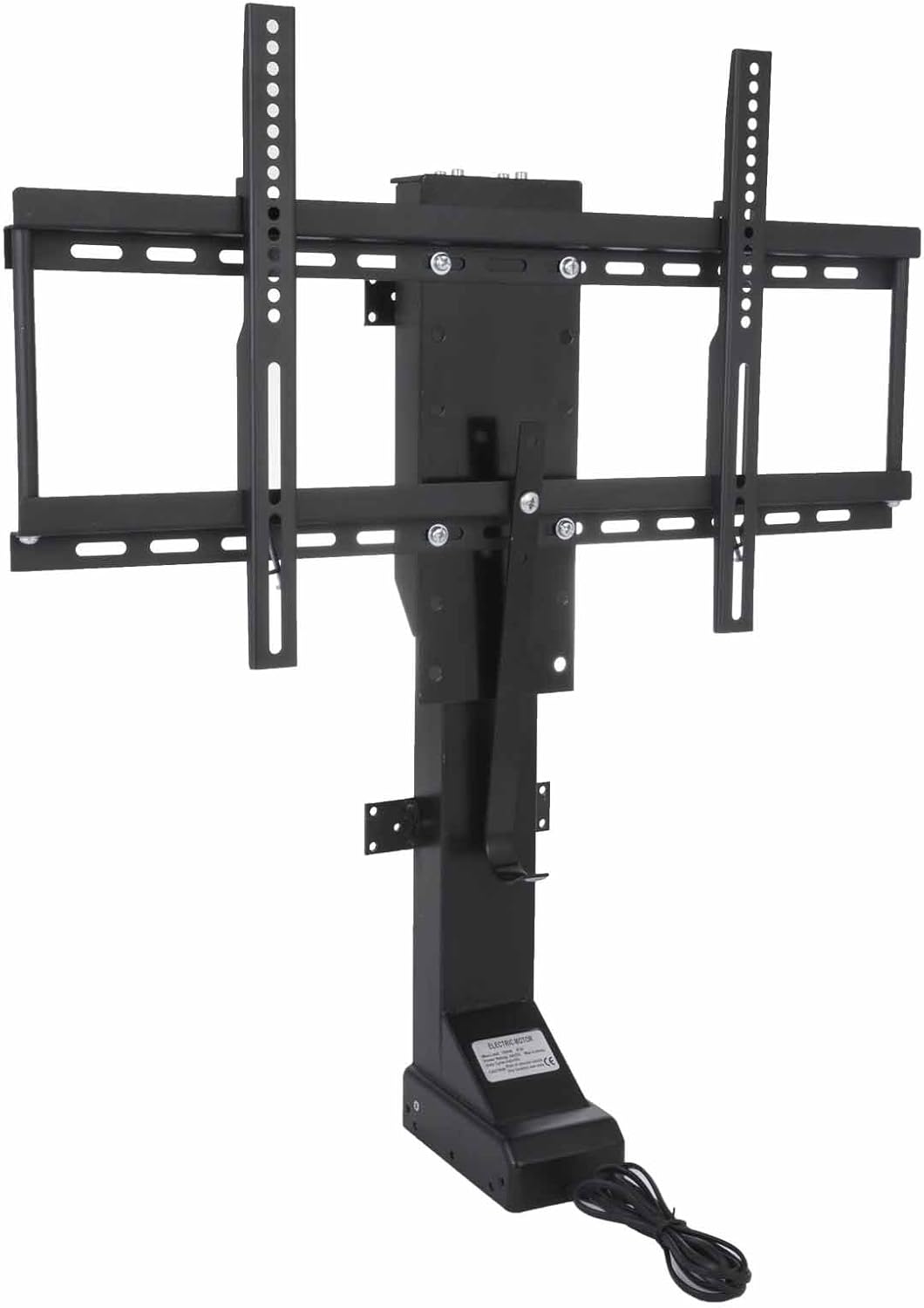 Mophorn Motorized TV Lift mechanism without a television, showing the main column and mounting brackets.
