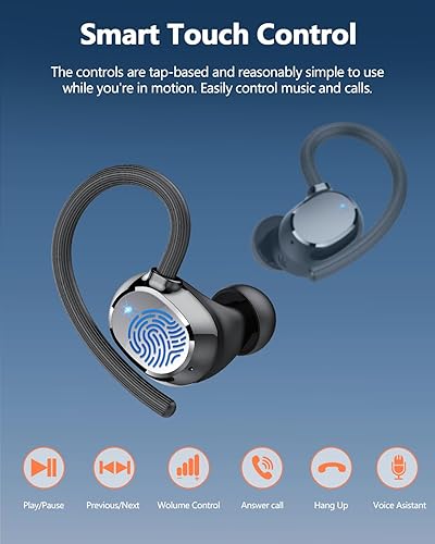 Miniatura 7 de Auriculares inalámbricos Bluetooth deportivos 2025 nuevos Bluetooth 5.3 con pantalla LED, 128 horas de reproducción, potentes graves sobre la oreja