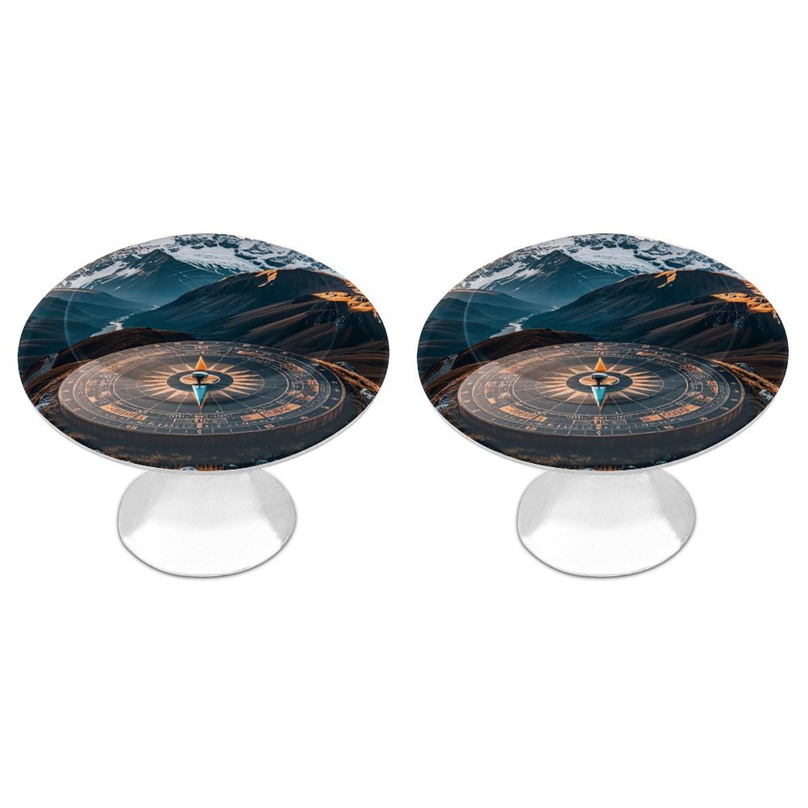 Fekiloot White Mountain Compass Cabinet Knobs For Kitchen Ornament, Round Zinc Decorative Drawer Pulls For Cabinets Trendy, Dresser Drawers Pulls Bathroom Dresser Knob With Screw