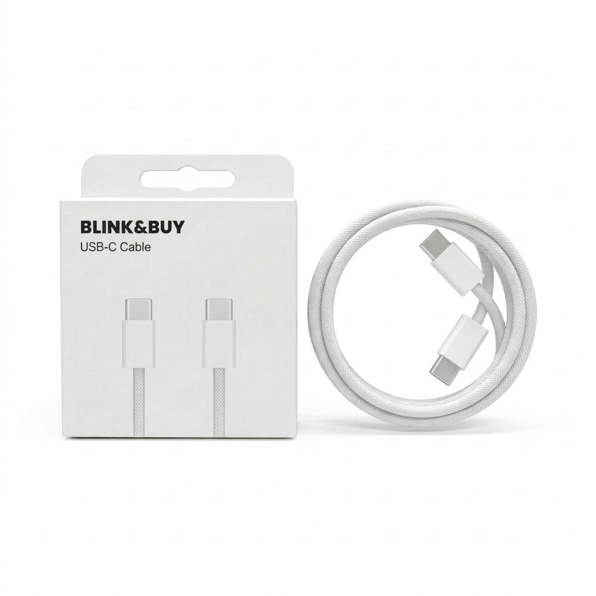 BLINK&BUY Genuine 60W USB Type-C to USB Type-C PD Cable, 1M (3.28FT) for iPhone Air/Pro, iPad Air/Pro, MacBook Air/Pro & Other Apple Devices | HQ Braided | 1-Year Warranty
