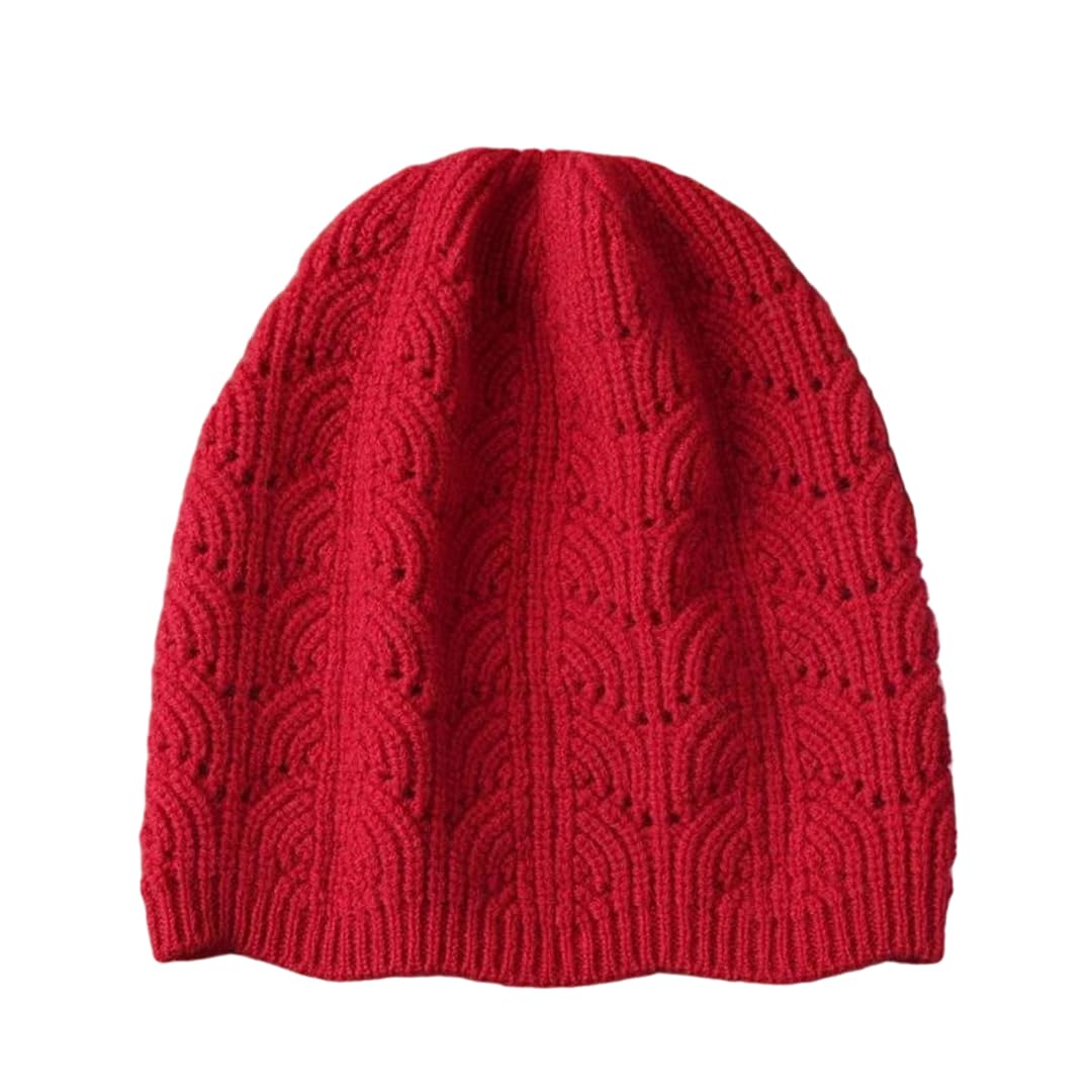 Czapka z dzianiny Czapki dziane klasyczne, Czapka beanie z wełny merynosów unisex, wielokolorowa(Red02)