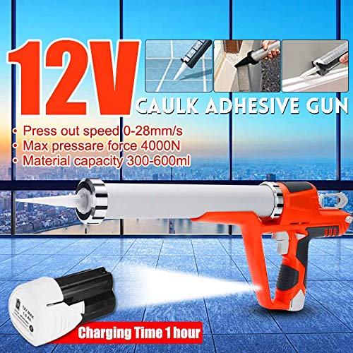 Electric Cordless Caulking Guns, 1.5Ah 12V Max Handheld Glass Hard Rubber Sealant Guns With Liion Battery For Home Diy Tools Kit,2 Battery #TOP1