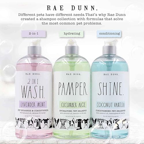 Miniatura 6 de Rae Dunn Champú acondicionador para mascotas con aceite de coco, limoncillo y vainilla, menta de coco, 33.8 fl oz