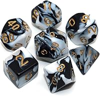 Vista 5 de Dados poliédricos azul y rosa DND para juegos de rol de mazmorras y dragones D&D con bolsa de dados