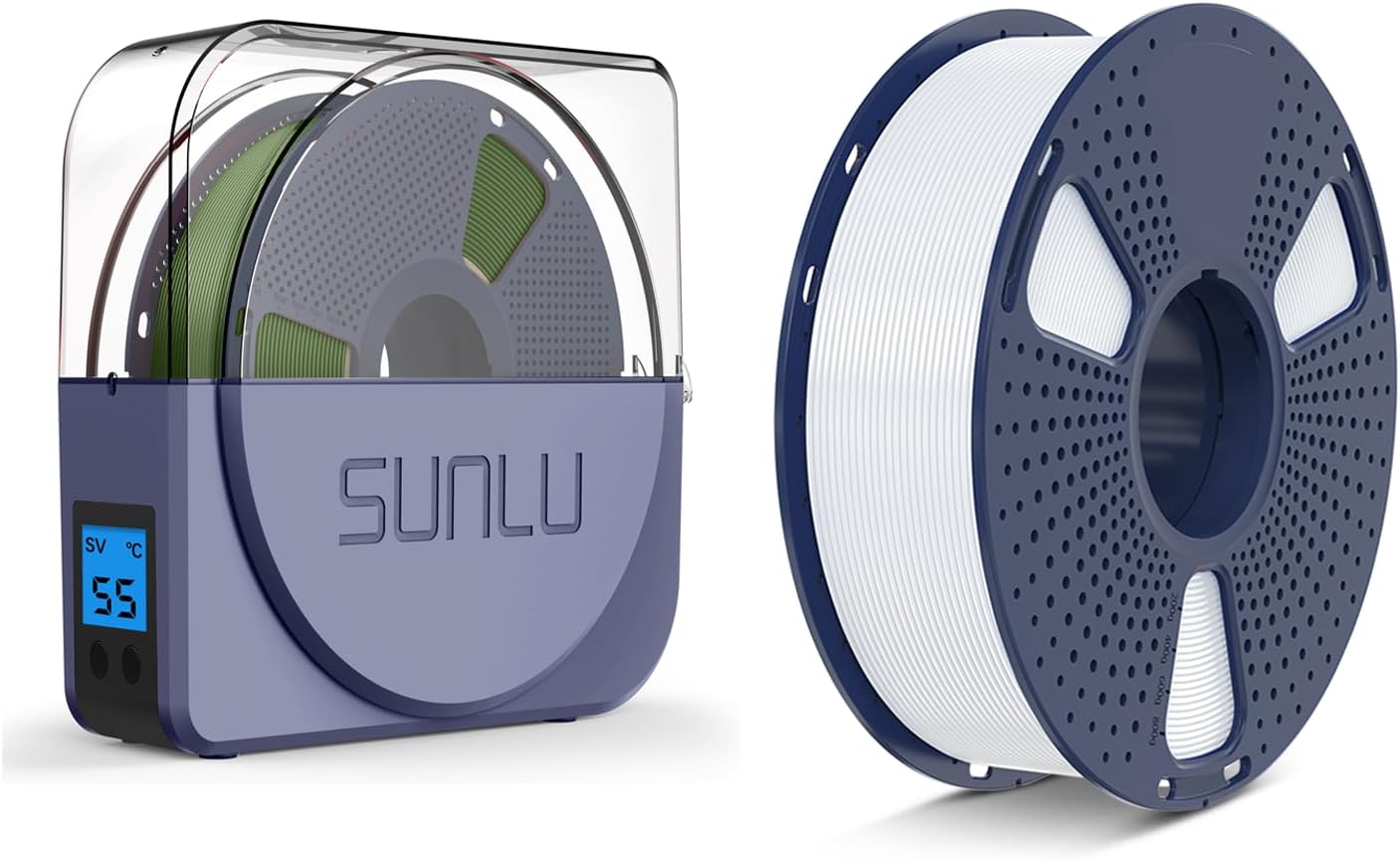SUNLU PLA Plus White 1.75mm, Upgraded S1 Plus Filament Dry Box Bluegrey