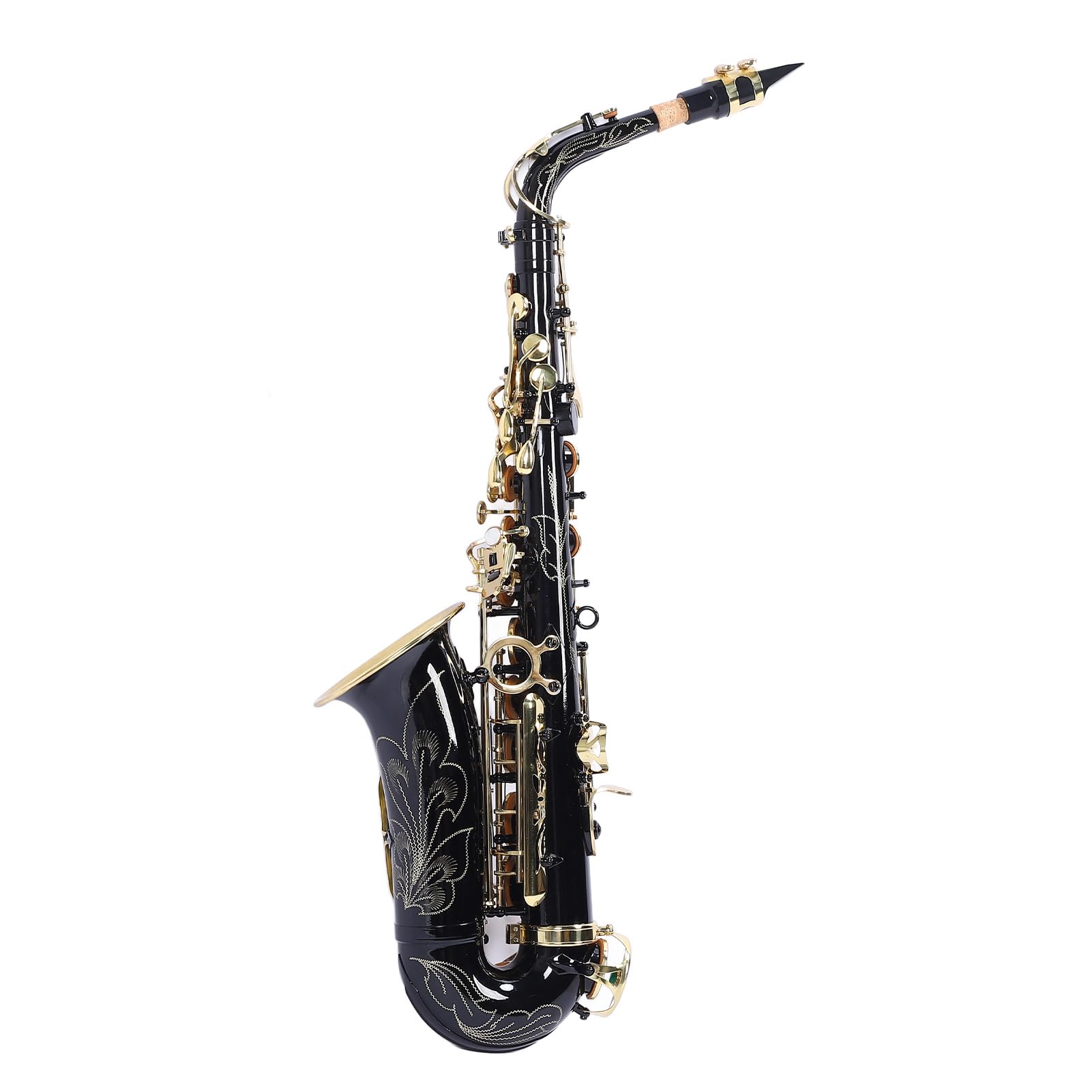 HUIOP Mib sassofono contralto ottone laccato oro mi piatto sax 82Z tipo chiave strumento a fiato con spazzola per la pulizia guanti di stoffa cinturino custodia imbottita,bE Sassofono contralto