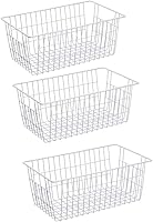 Vista 18 de Slideep Cestas de alambre para congelador, cesta de almacenamiento con asas, almacenamiento de alimentos para armarios de cocina, despensa, armario