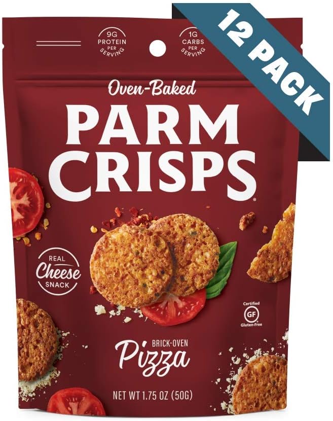 ParmCrisps Pizza, Keto Snacks, 1.75 Oz (Pack Of 12), 100% Cheese Crisps, Gluten Free, Sugar Free, Keto-Friendly