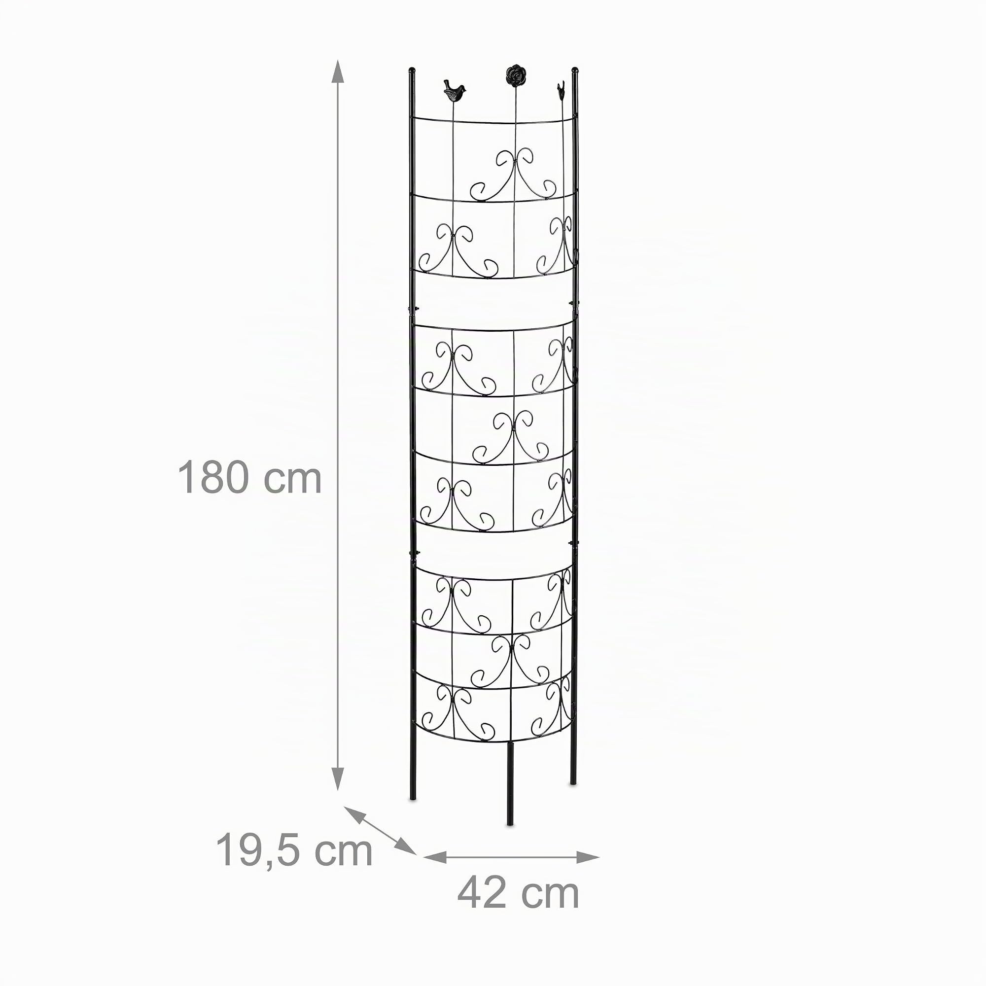 Relaxdays tuteur Rosier grimpant, Semi-Circulaire, à Planter, Support pour Plantes grimpantes, Jardin, H 180 cm, Noir