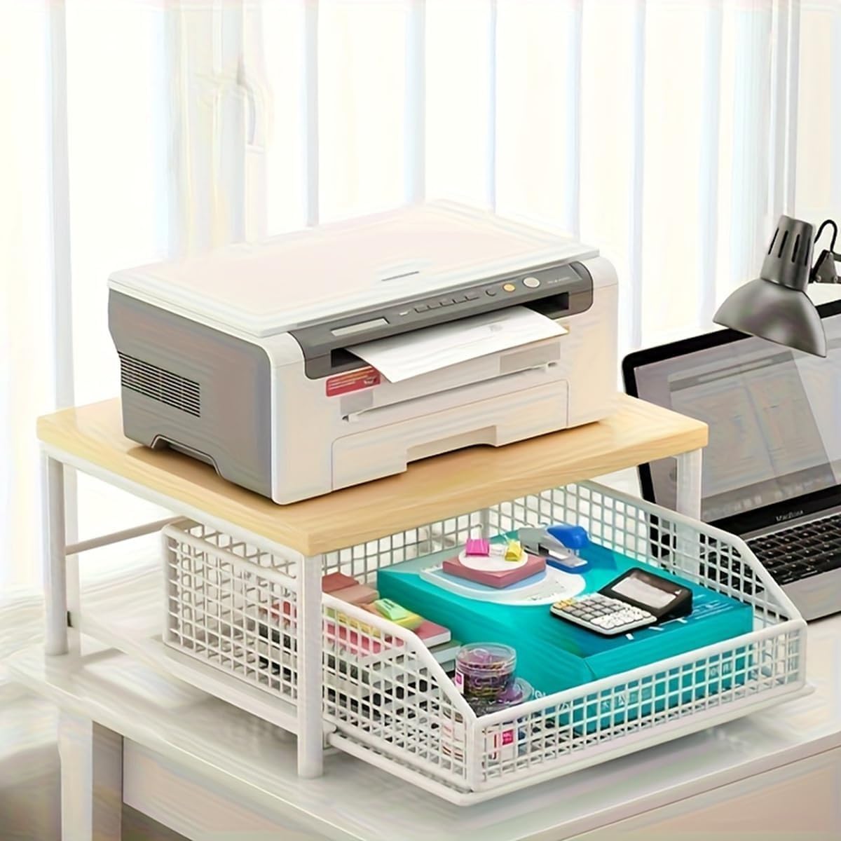 Carro de Cocina de Dos Niveles Organizador para máquina de café con cajones deslizantes Estante de Almacenamiento para encimera Soporte para microondas de Oficina en casa(Black)