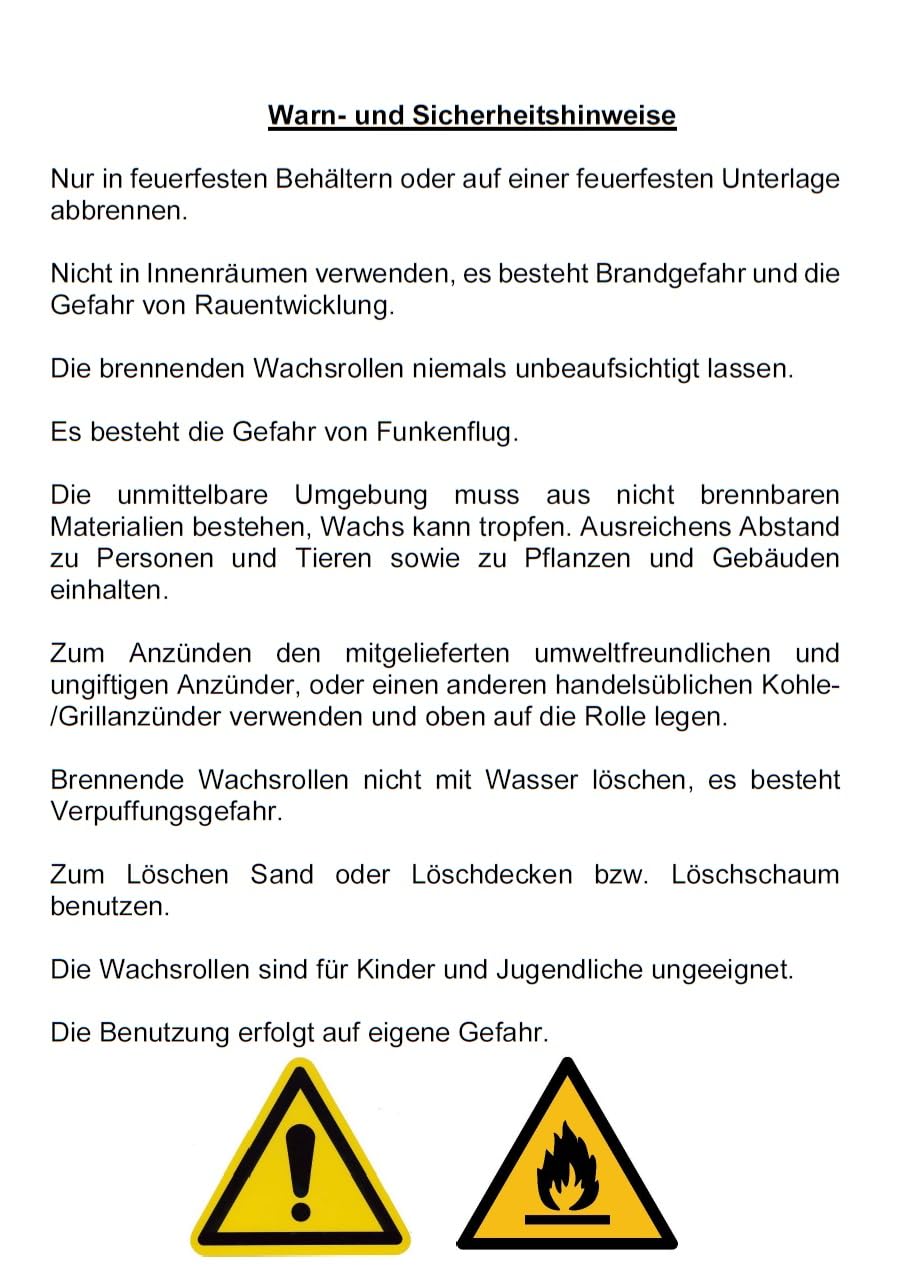 Wachsrollen 30 Stück/Lichtrollen aus 100% Recyclingswachs incl. Anzündwürfel von den Garden Tool Brothers