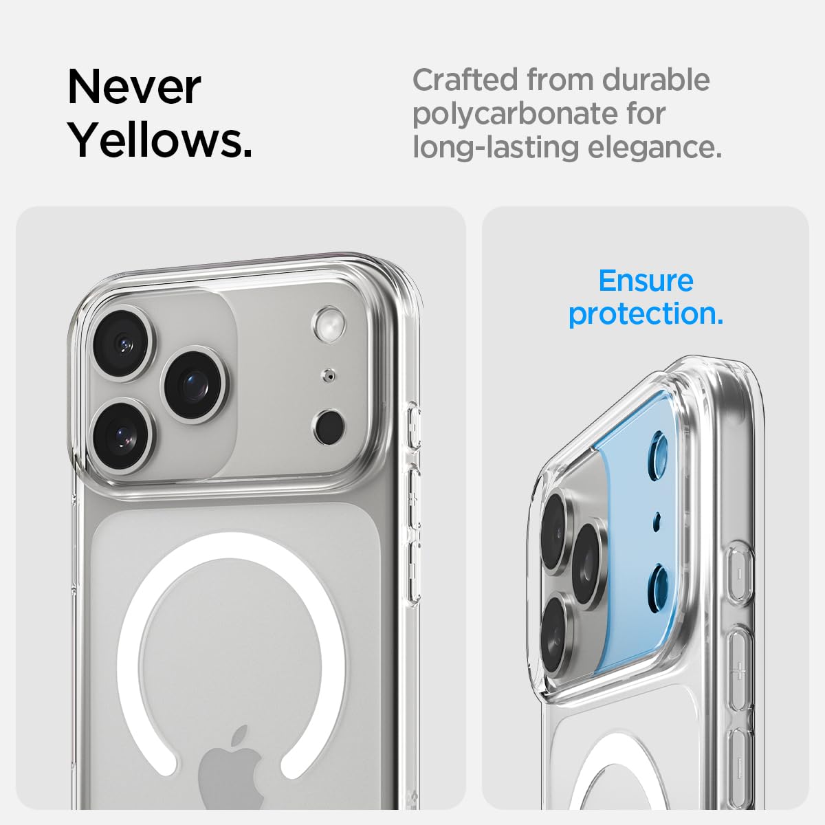 Spigen Essential Clear Crystal MagFit Case for iPhone 17 Pro, Clear White — Amazon image 4