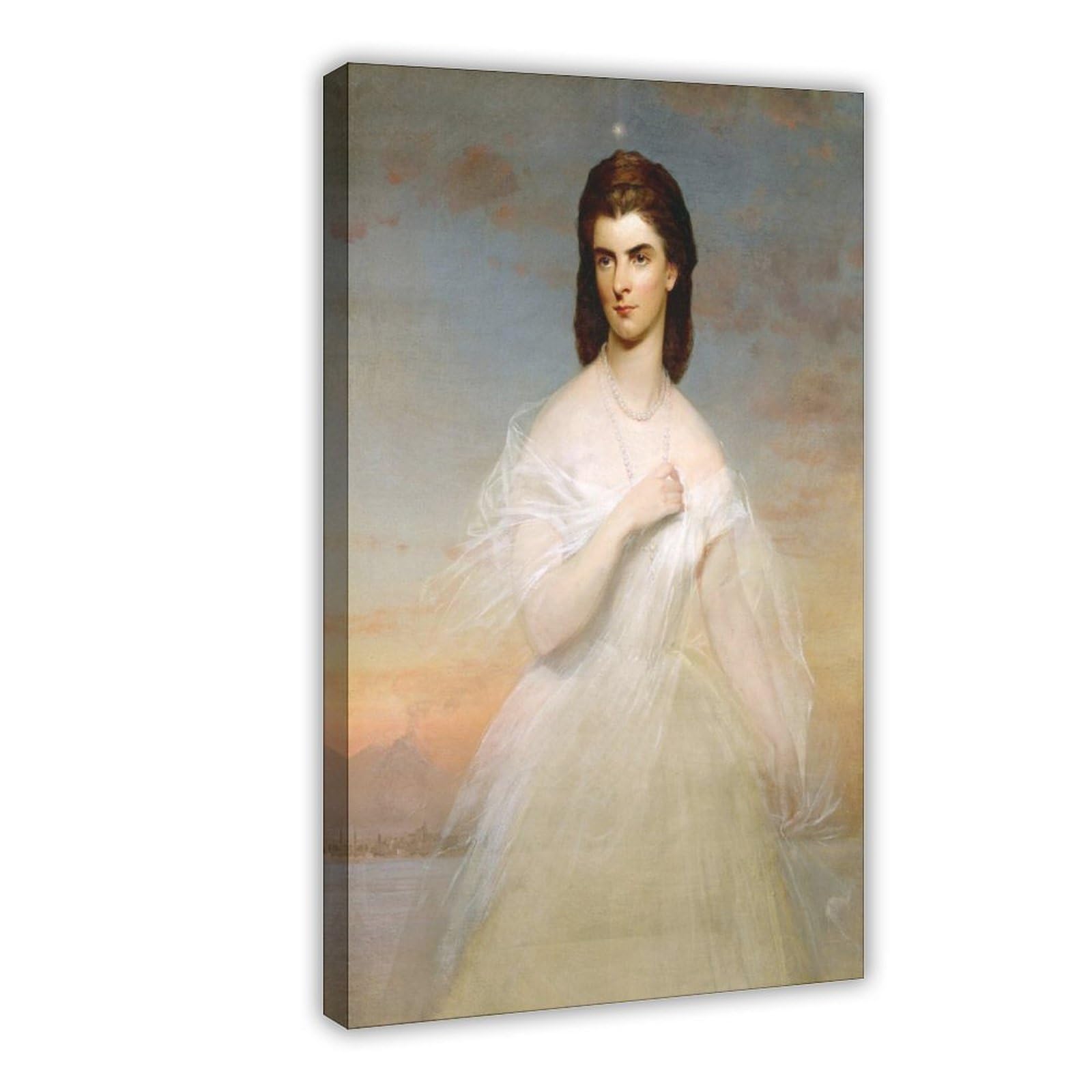 ANFOTCM Franz Xaver Winterhalter, portret królowej Marii Zofii z Neapolu, słynny V5735 płócienny plakat dekoracja sypialni sport krajobraz biuro pokój dekoracja prezent 50 x 75 cm