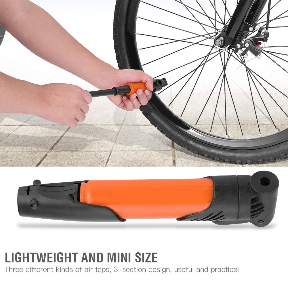 Bikes Air Pump, Portable Compact Bikes Inflator With Frame Mounting Kit Aluminum Alloy Tire Pump for Road Mountain Bikes (Orange)