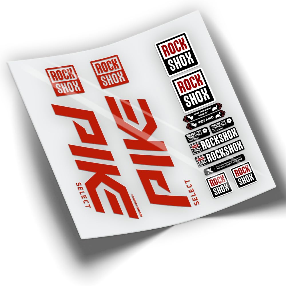 REF:VP387 Stickers Compatible with Rock-Shox PIKE SELECT 2019-2022 MTB Fork Stickers, Stickers, Stickers, Vinyls for Mountain Bikes (RED)