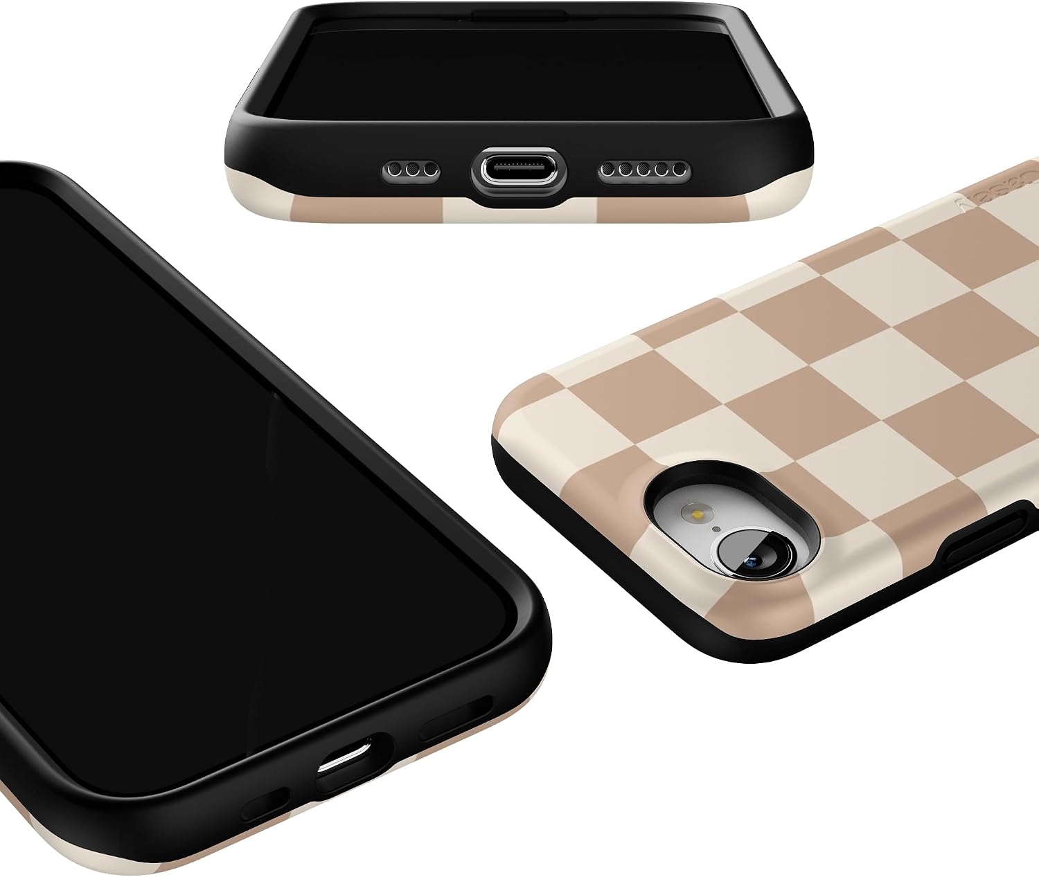 Casely iPhone 16e Case | Fit Check | Neutral Checkerboard | Bold Protective Design | Compatible with MagSafe