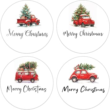 jijAcraft Merry Christmas Stickers - 120Pcs Holiday Gift Stickers, 2Inch Round Christmas Tree Envelope Seals, Winter Gift Labels Set for Xmas Party Favors, DIY Crafts, Candy Bags
