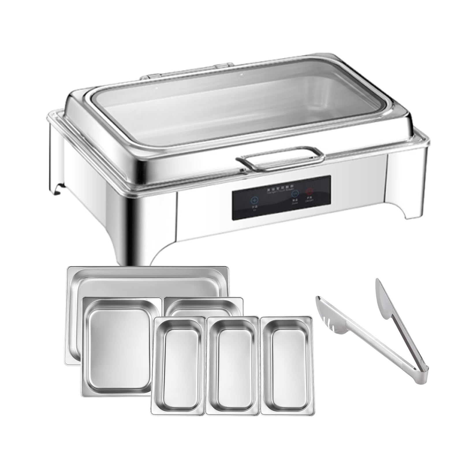 9L Chafing Dish, Elektrischer Buffetserver mit Temperaturregelung und Roll-Top, Perfect für Hochzeiten, Catering und große Events, Hält Speisen warm und einladend den ganzen Tag(Touch Temp Control)