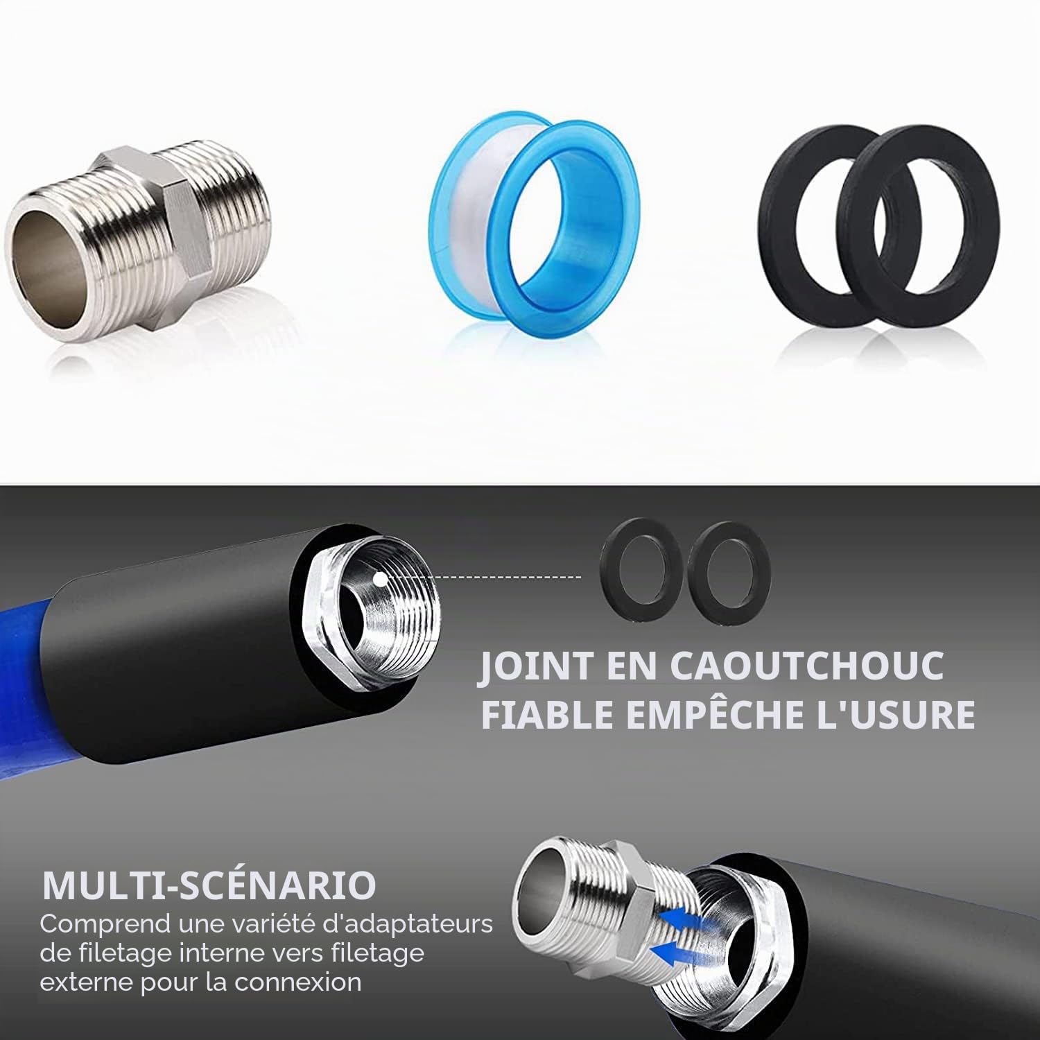 Fayelong Tuyau d'eau chauffant pour camping-car, tuyau d'eau potable chauffant avec thermostat 1/2" Diamètre intérieur -45°F Résistance à la température pour camping-car Camion de jardin (50FT)