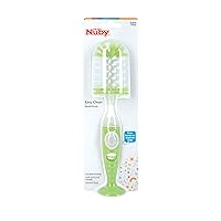 Vista 5 de Nuby Cepillo para botella de cerdas suaves y duraderas con asas texturizadas y base de succión, sistema 2 en 1, color verde