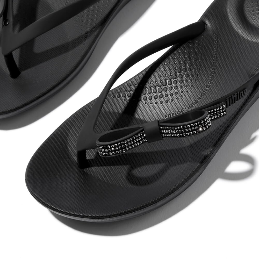 Fitflop Iqushion Glitz-Bow Flip-Flops, Chanclas Mujer