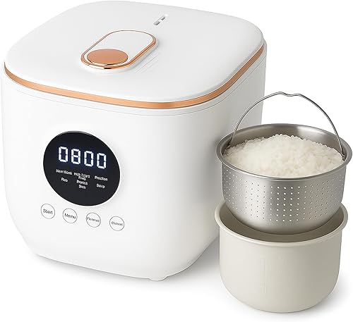 Arrocera eléctrica baja en azúcar 3L - Olla arrocera inteligente reductora de carbohidratos con cesta de vapor, olla interior de cerámica y filtro