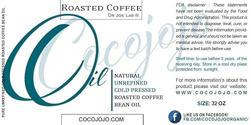Miniatura 3 de Dr Joe Lab Aceite de grano de café tostado, puro sin refinar, prensado en frío, sin OMG, 32 onzas, para piel, cabello, cuerpo, uñas, cutículas,