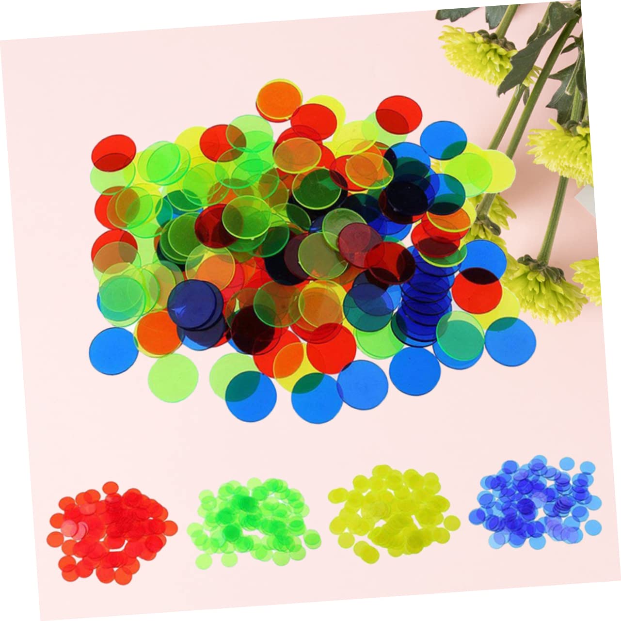 Toyvian 1000 Stk spielzeug zählchips aus kunststoff klare Zähler Bingochips 500 Bingomarker aus Kunststoff Bingo-Chips 15 mm Token Bingo-Chips zählen Poker Zeichen CD Rabatt Kind runden