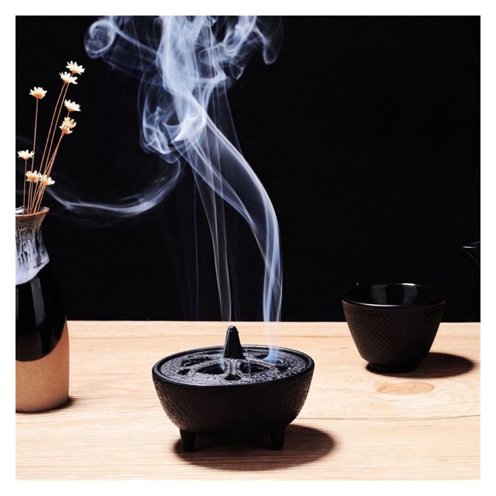 Incense Holder Retro Cast-iron Incense Burner Holder Desktop Ornaments Chinese Ancient Style Tea Ceremony Fragrance Smoke Stove Teahouse