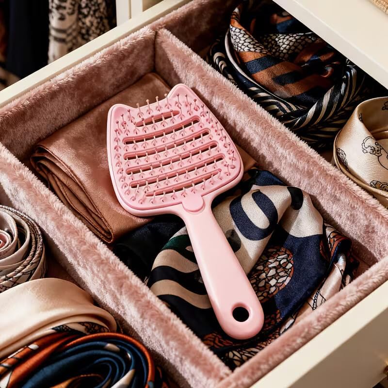 Image of Premium 3D Detangling Hair Brush for Women & Men- Anti Hair Fall Comb for Curly, Wavy & Straight Hair | Hair Straightening Brush, Wet & Dry Styling Brush | Scalp Massager, Frizz Control & Tangle Free Grooming Brush (CAT PINK)