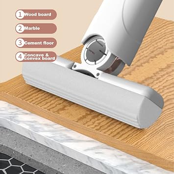 Portable Mini Mop, Sponge Mop, Easy to Store Hidden Powerful Absorbent Mop Ceramic Drill Floor Cleaning Suitable for Kitchen, Bathroom, Living Room, Car (with 2 mop Handle Bag)