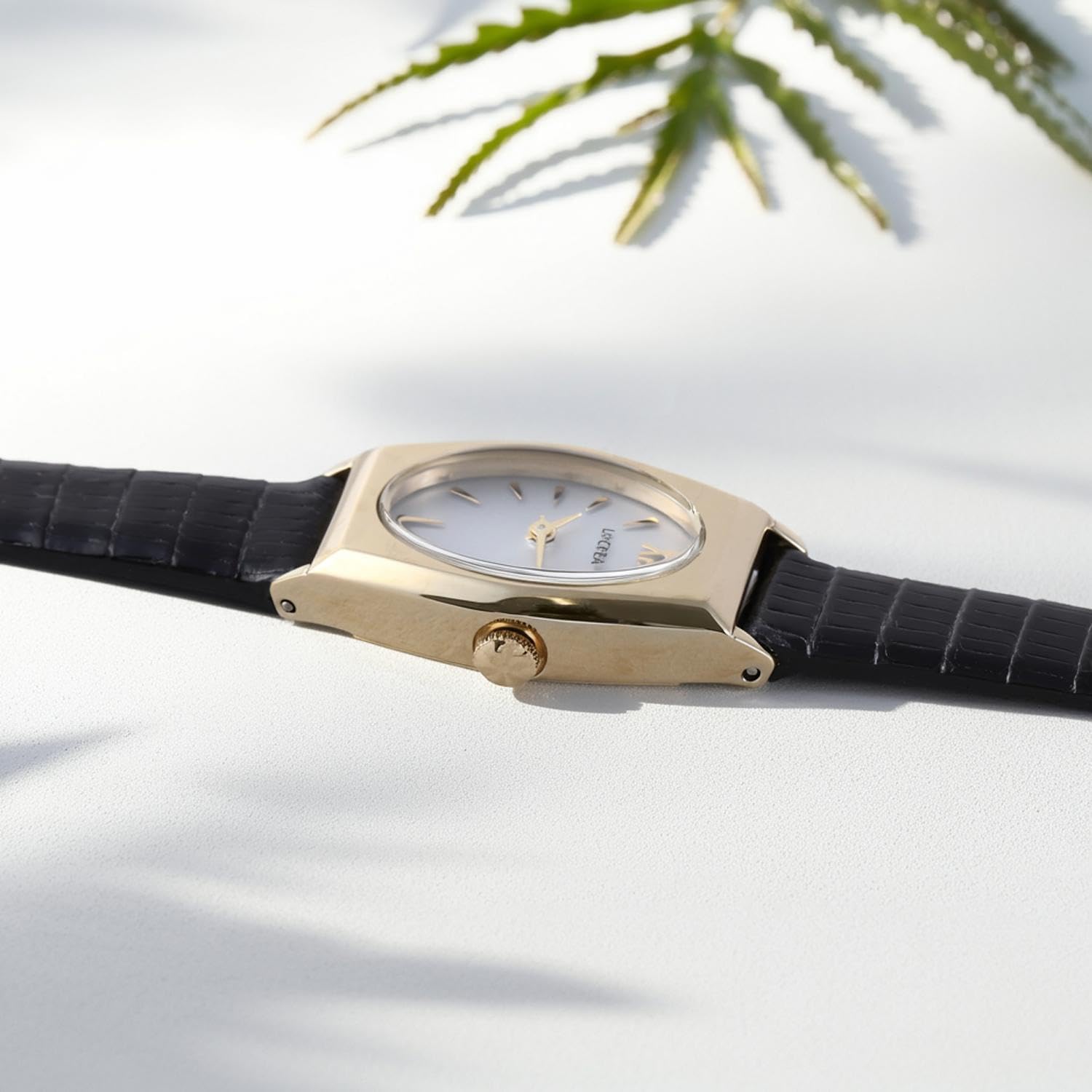 [LCREA] ソーラー 腕時計 レディース 日本製 ルクレア (OVALE/ゴールド, 本リザード革ベルト/LC2003-GPTB