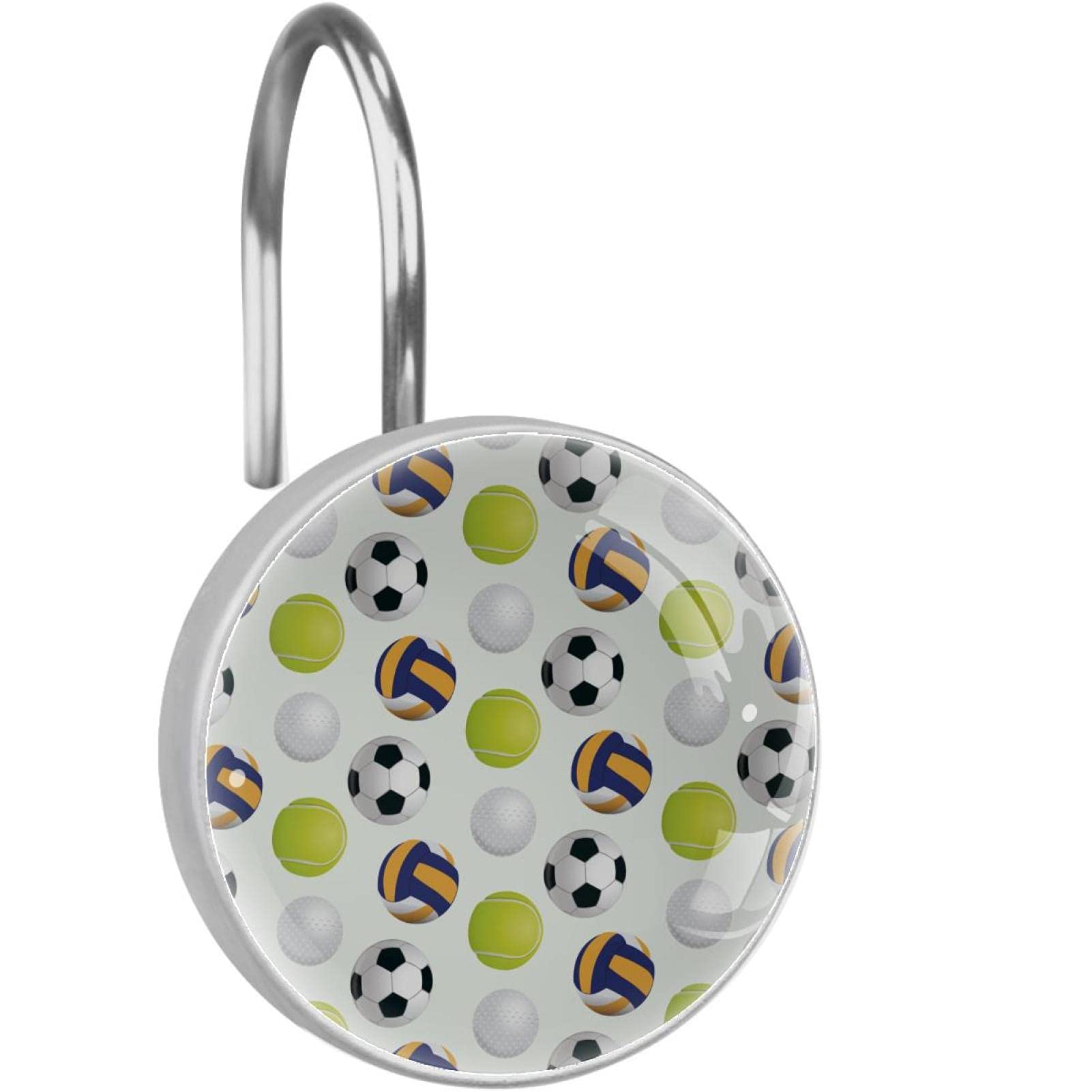 Crochets rideau de douche salle de bain anneaux inox sport
