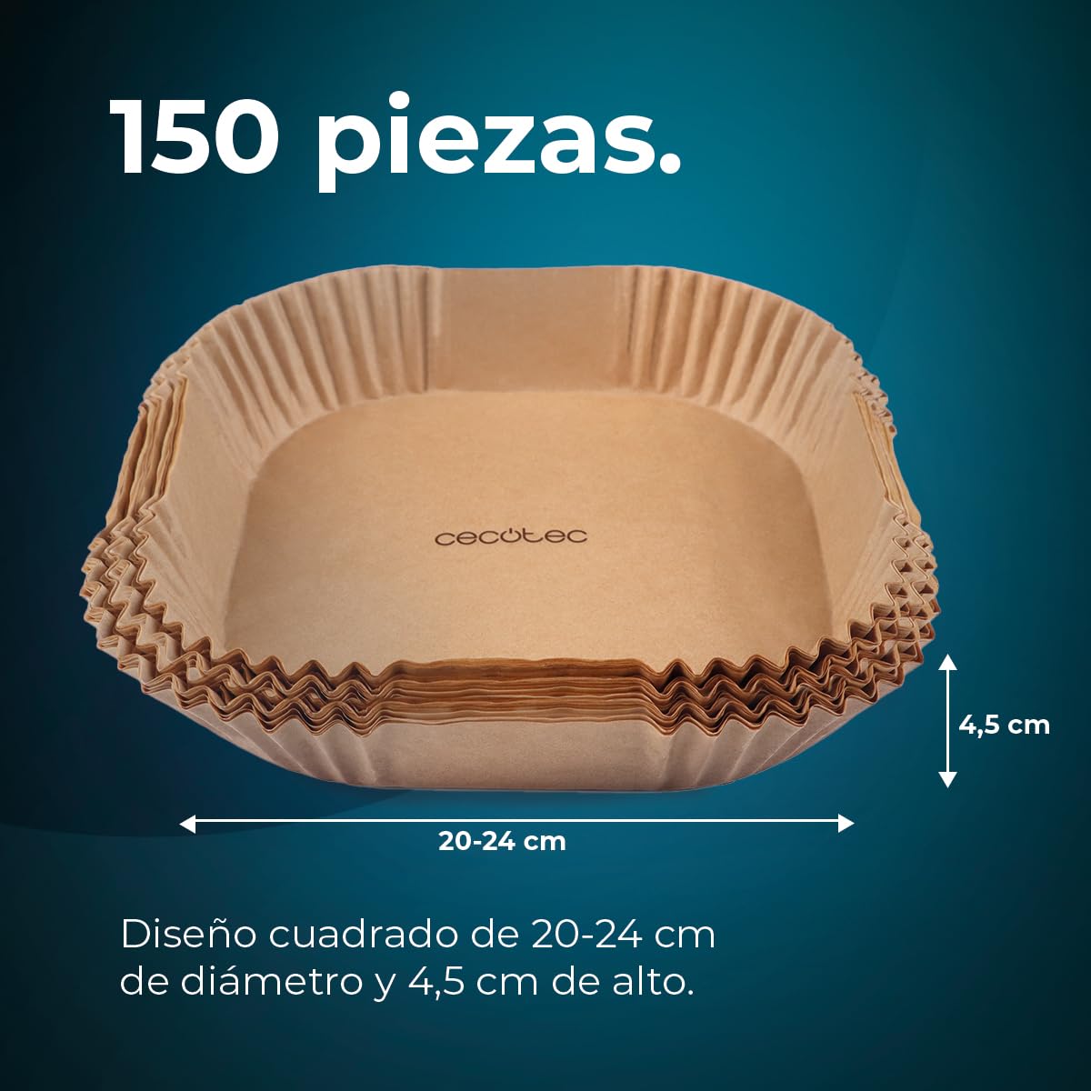 Cecotec Accesorios de Papel para Freidora de Aire sin Aceite Cecofry Paper Pack. Múltiples aplicaciones, 150 Piezas,. Material Seguro y Sostenible, Mejor limpieza, Fácil de Usar — view 5