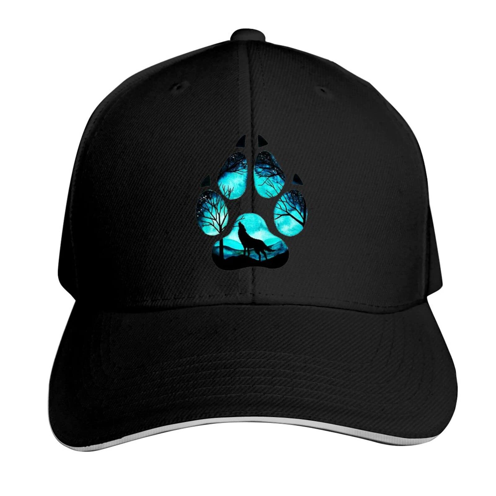 Hdadwy Paw Galaxy Wolf Unisex Baseball Cap Adjustable Sport Sandwich Cap Trucker Hats Classic Hip Hop Peaked Hat for Men Women