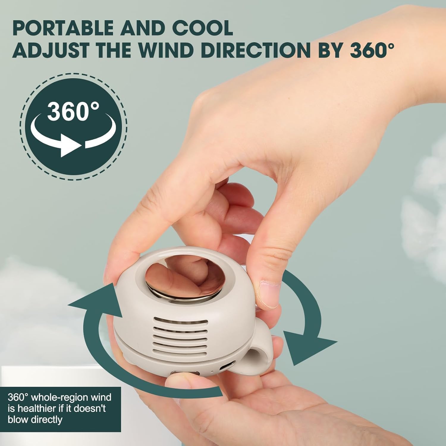 White Portable Mini Bladeless Fan, 3-Speed Clip-on Fan for Shirt and Waist - Image 5