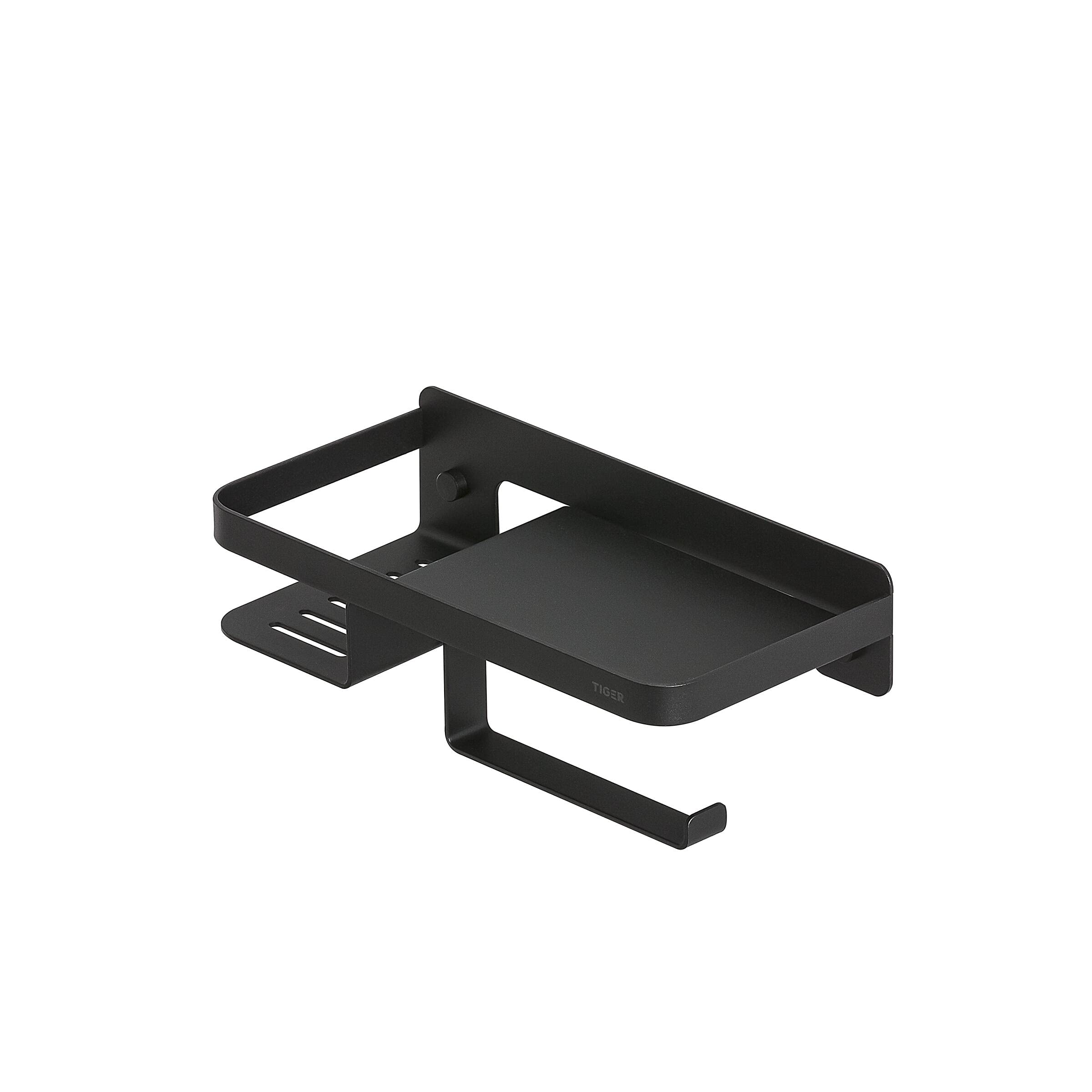 Tiger Caddy - Portarrollos con repisa, 24 cm, Color Negro