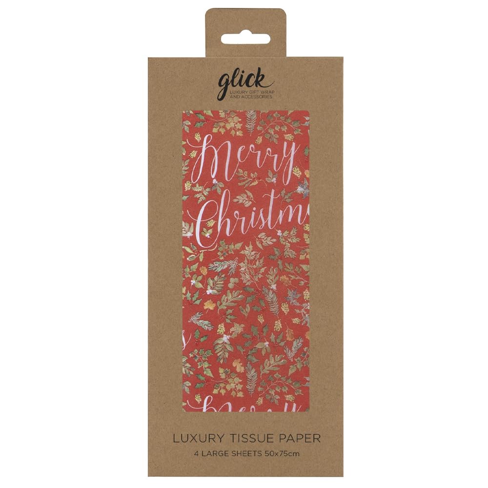 Christmas Tissue Paper Foliage Holly - Traditional Luxury Illustrated Xmas