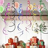 6PCS Vibrant Colorful Ceiling Spiral Streamers Decor – Carnival Hanging Swirls with Balloons for Birthday Party Supplies​, Red