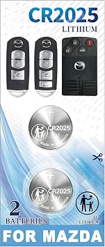 Key Fob Battery Replacement for Mazda 2009-2020 3 6 CX-3 CX-5 CX-9 MX-5 Miata Remote Fob Battery CR2025
