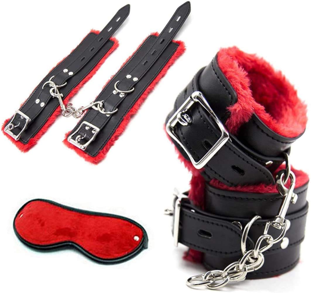 Set bondage 18 pezzi, perfetto per i principianti e gli esperti, manette e maschera per gli occhi, sex toy per le coppie, amanti del sesso, Set schiavitù, nero e rosso