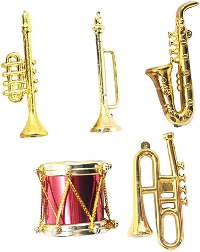 Alasum 5pcs Miniature Musical Instruments Dollhouse Decor Tiny House Musical Toy Models Encourages Development Skills for Boys and Girls Playtime Decor
