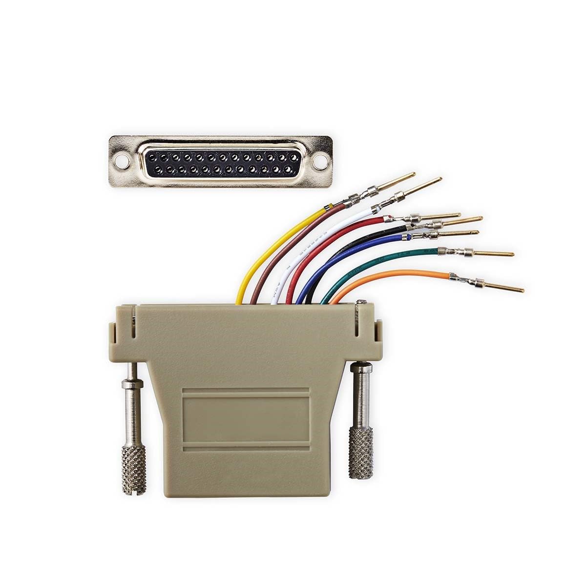 NEDIS D-Sub-to-RJ45 Serial Adaptor, Straight Design, Nickel Plated, Durable Connector, D-Sub 25-Pin Female To RJ45 Female