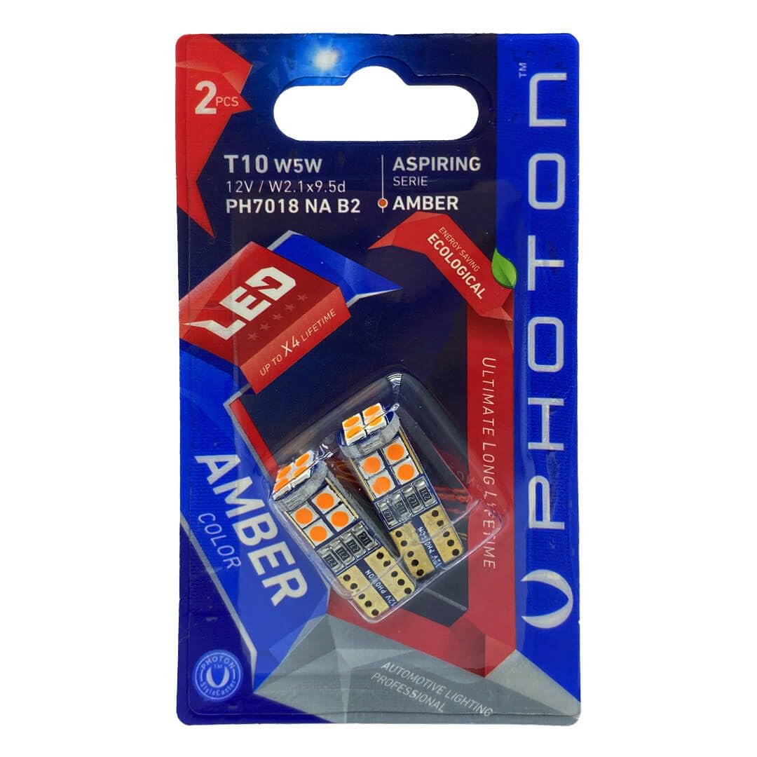 PHOTON Ampul T10 W5W 12V 12 Amber Led Aspiring Serie (2'Li Blister)