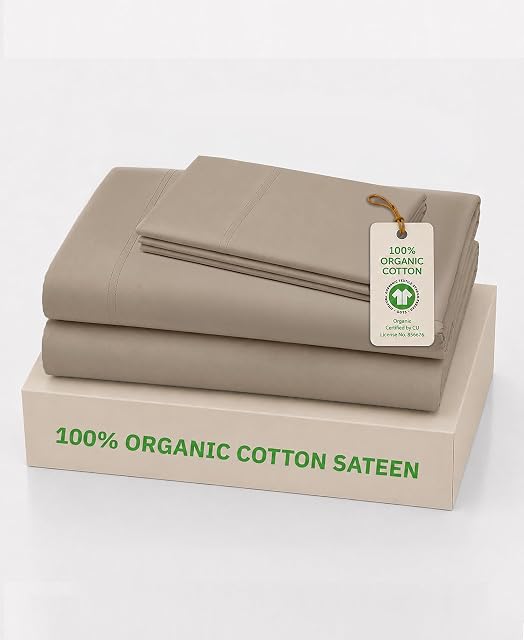 California Design Den California Design Den 100% Organic Cotton Sateen Twin Sheets Set