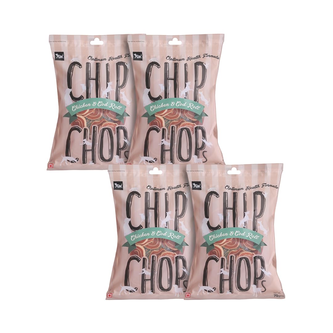 chip Chops Chicken and Codfish Rolls Dog Treat, Easily Digestible, Healthy Dog Treat, Perfect for Snacks, Suitable for All Dog Breeds, (Pack of 4) - Each 70gm (B07K4DF7FK) Amazon Price History, Amazon Price Tracker